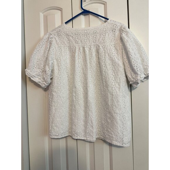 Draper James‎ Ladies V-Neck Puff Short Sleeve Top White Eyelet Size XXL - Picture 8 of 8